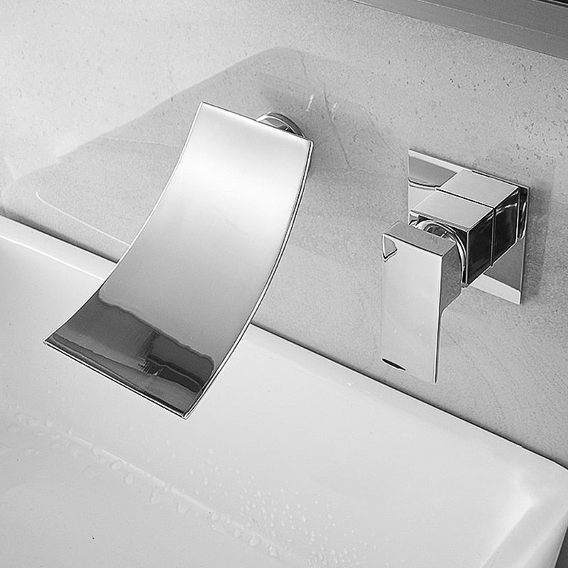 Chrome Curved Waterfall Wall Mounted Faucet