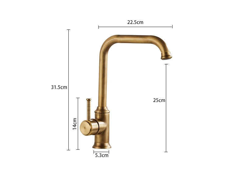 Grifo de cocina de bronce retro