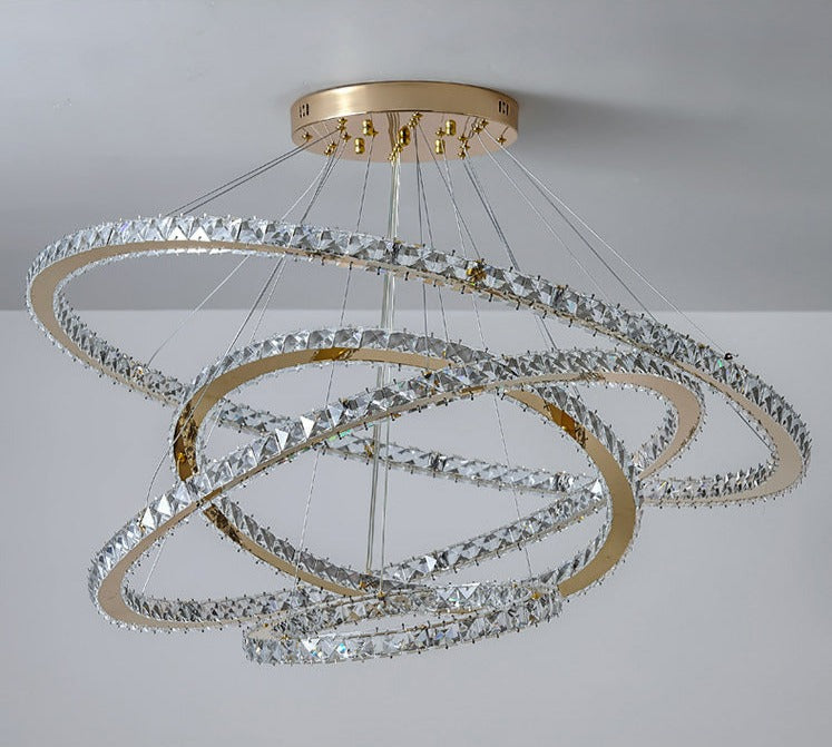 Lámpara de araña con anillo de cristal de vidrio