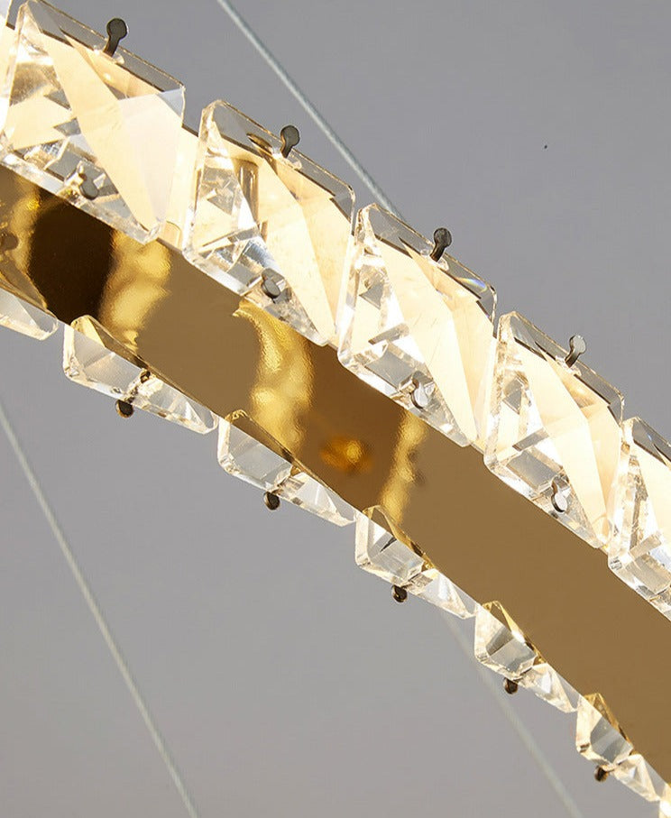 Lámpara de araña con anillo de cristal de vidrio