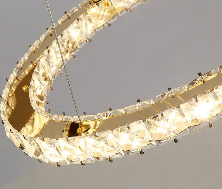 Lámpara de araña con anillo de cristal de vidrio