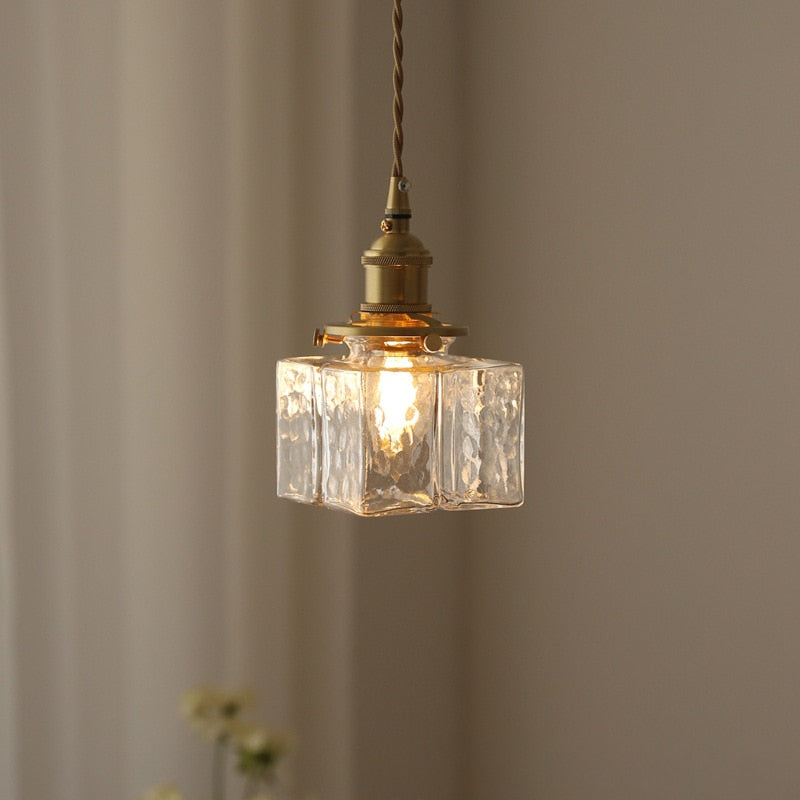 Brass and Glass Crystal Pendant Light