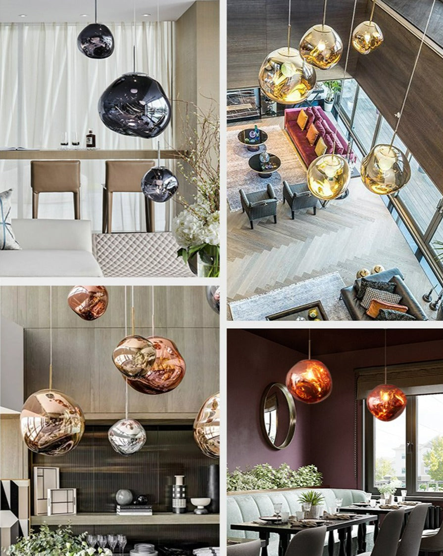 warped glass pendant lights for kitchens