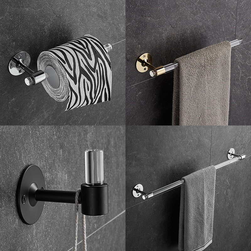 Juego de herrajes para baño modernos y transparentes