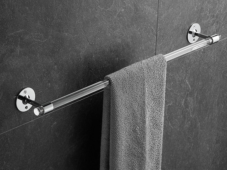 Juego de herrajes para baño modernos y transparentes