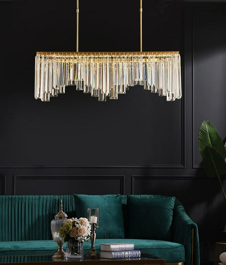 Glass and Polished Copper Modern Chandelier