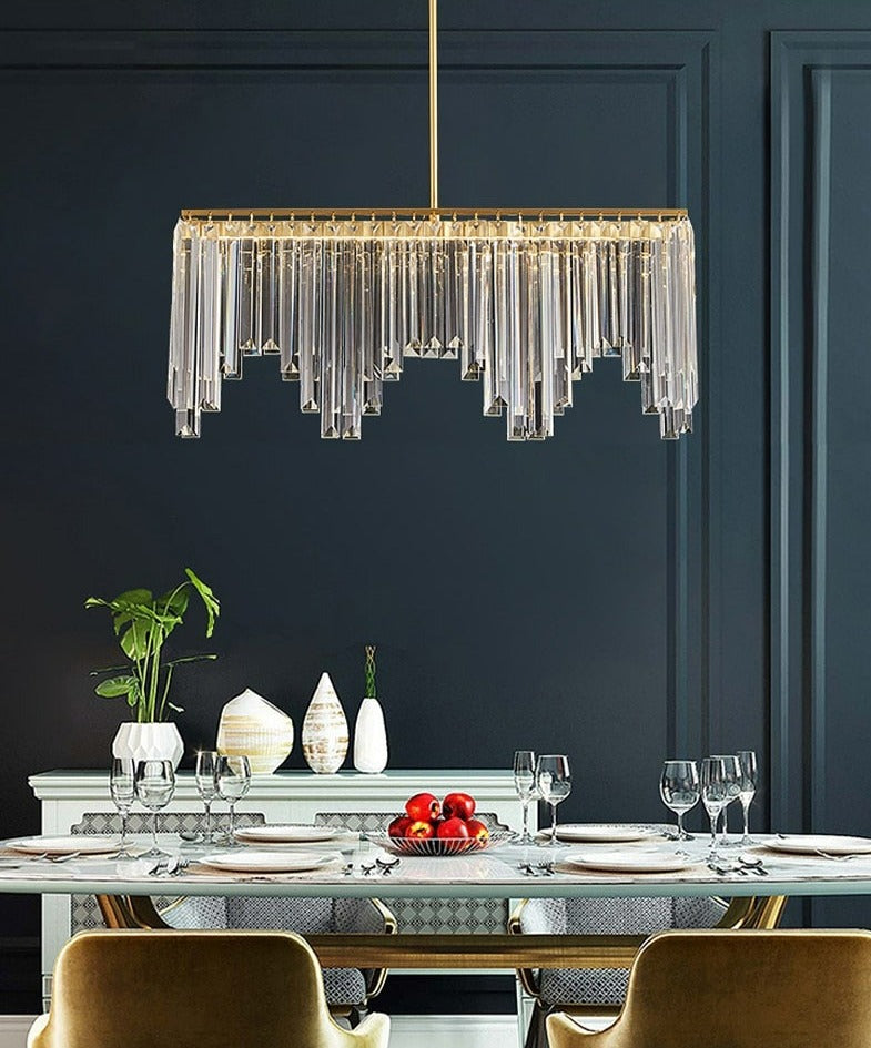 Polished Copper Modern Glass Chandelier