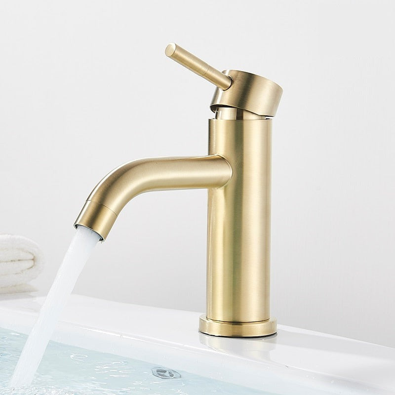 PowderRoom and Master Bathroom Modern Brushed Gold Bathroom Faucet