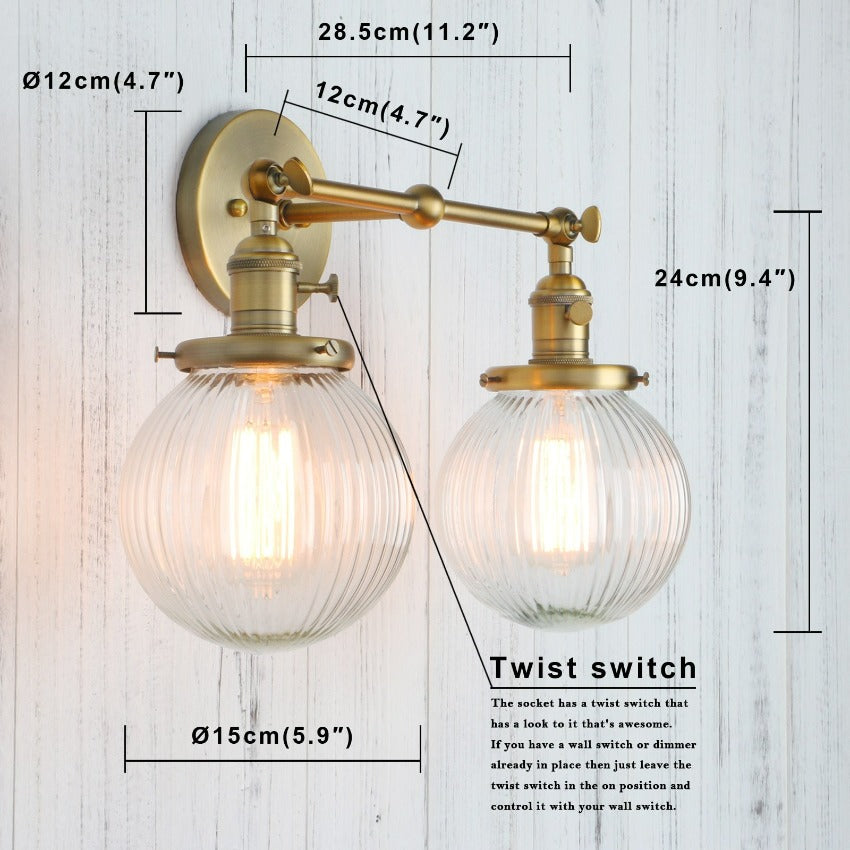 Textured Glass Two-Bulb Wall Sconce Dimensions