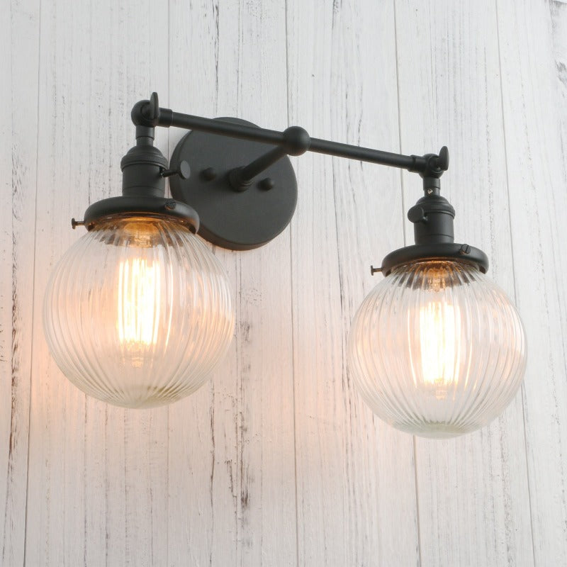 Two-Bulb Vintage Wall Lamp in Black