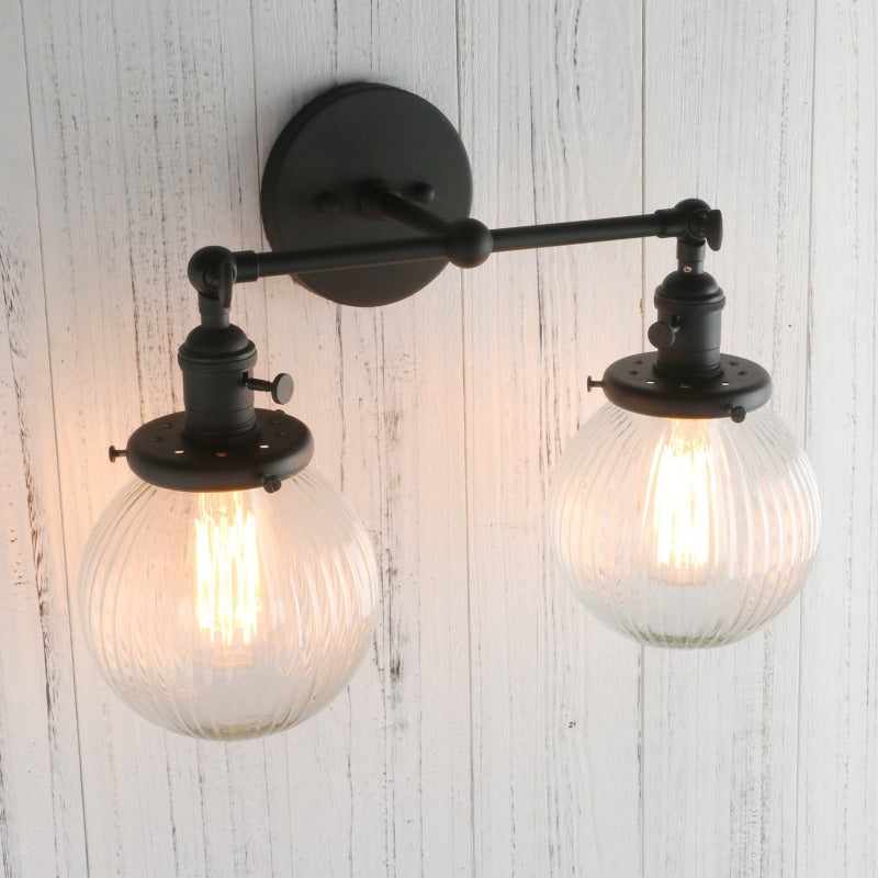 Textured Glass Globe Wall Sconce in Black