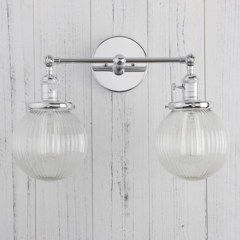 Textured Glass Two-Bulb Wall Sconce