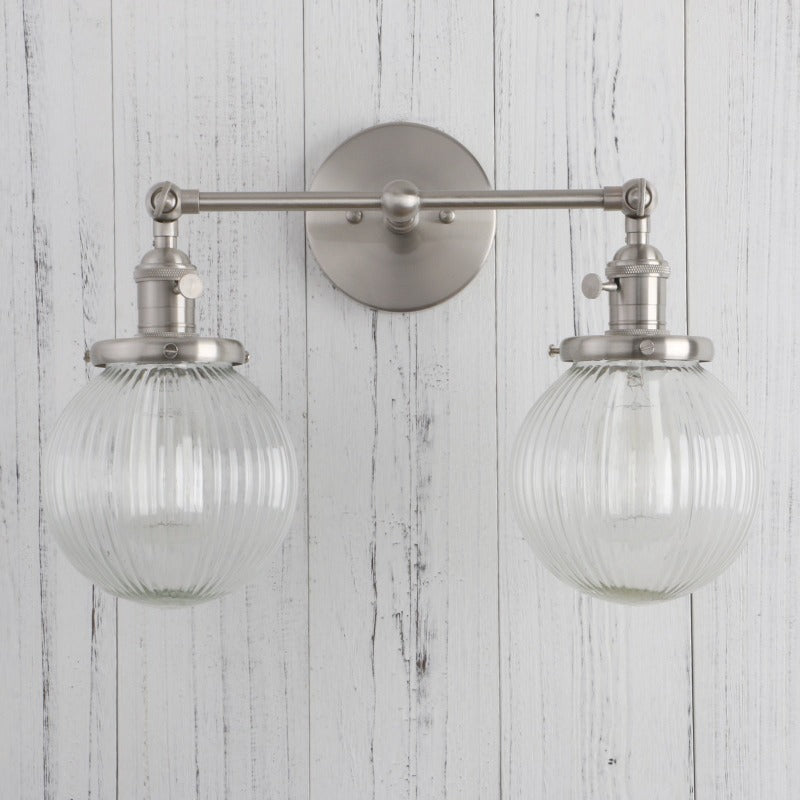 Textured Glass Two-Bulb Wall Sconce