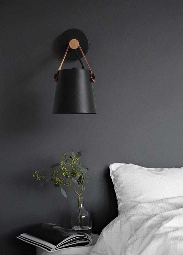black Wooden nordic hanging wall lamp