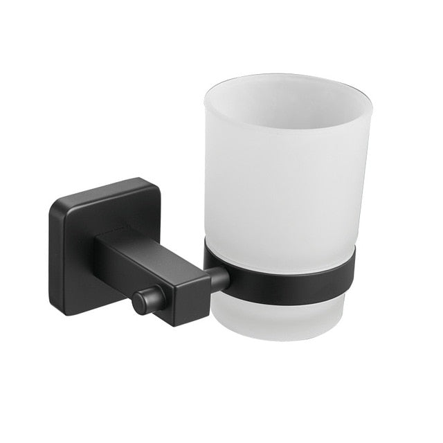 Juego de herrajes para baño de acero inoxidable negro mate