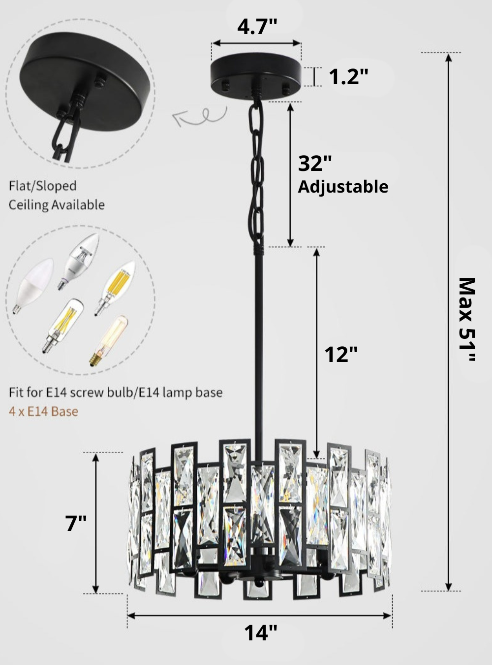 Roosevelt glass crystal chandelier dimensions
