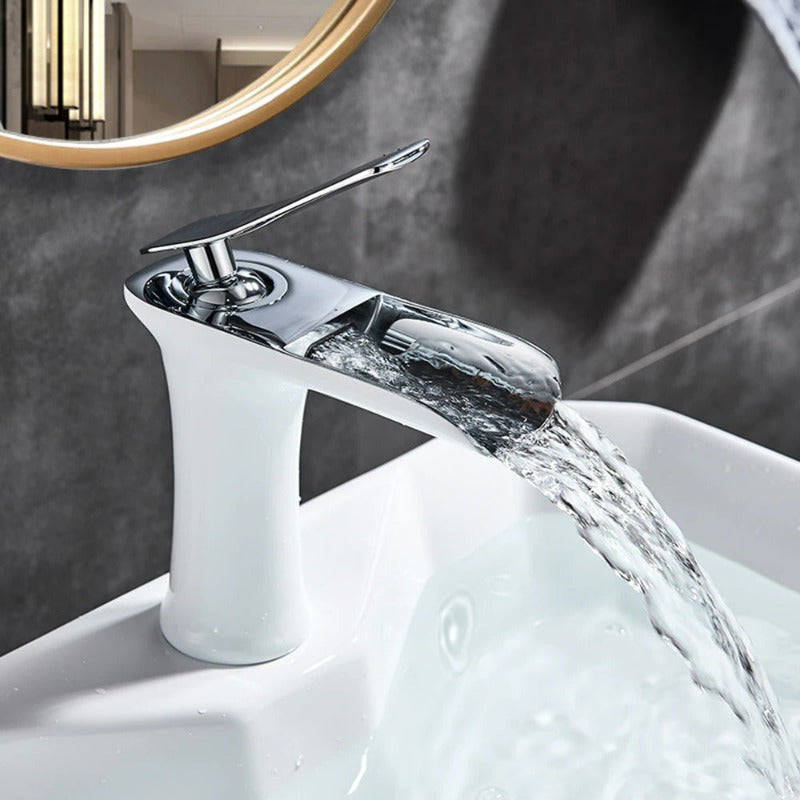 Modern White and Chrome Waterfall faucet single handle