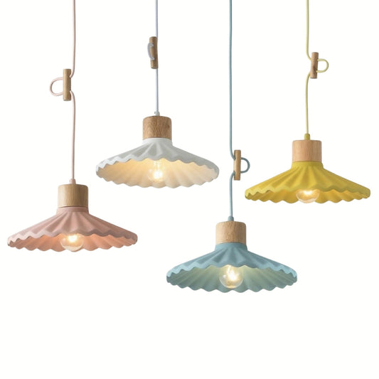 Set of colorful pendant lights on a white background