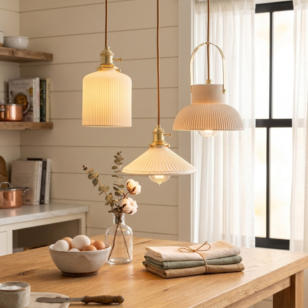 Japandi Style White Ceramic Pendant Lights – Hadley
