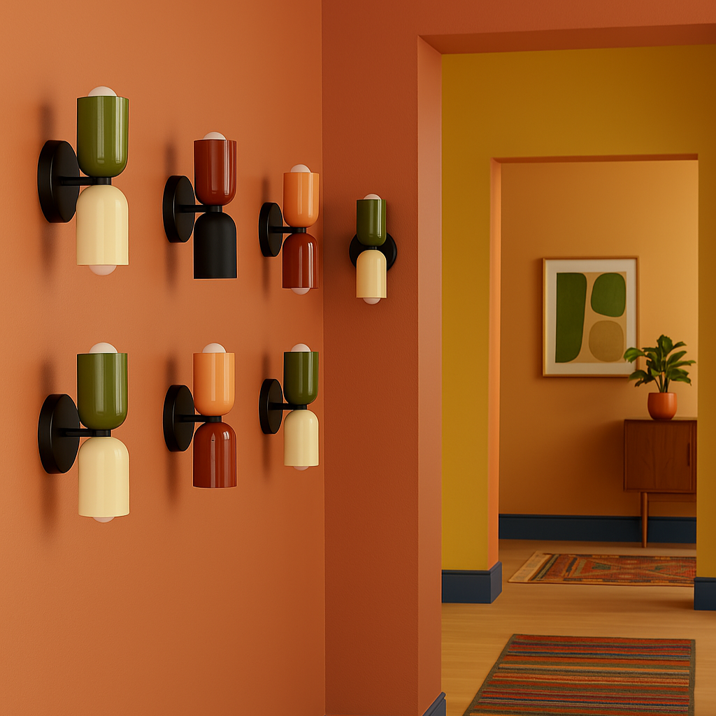 Colorful Minimalist Two-Bulb Wall Sconce