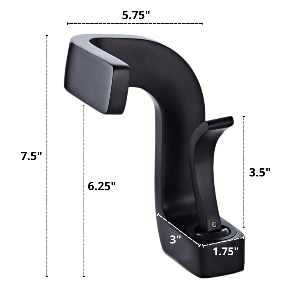 Gwen Modern Curved Faucet Dimensions