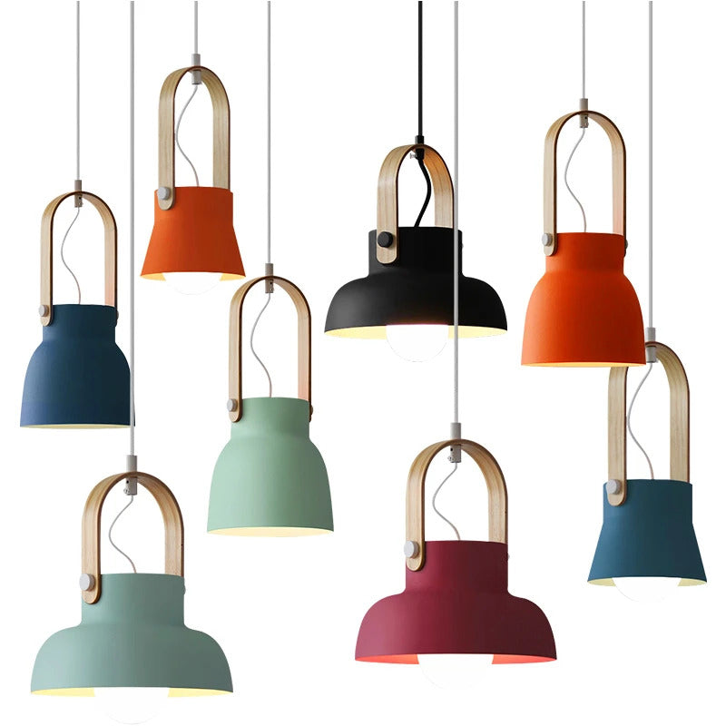 Colorful Nordic Wood Accent Pendant Lights