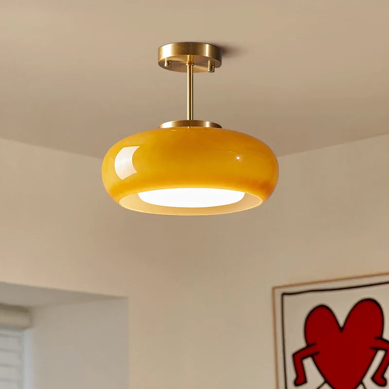 Orange Glass Alfred Circular Glass Ceiling Light by Focal Decor
