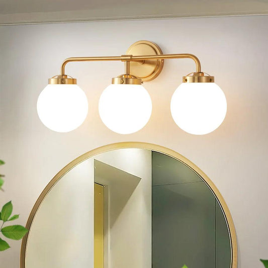 Modern Style Three Bulb Glass Globe Vanity Light