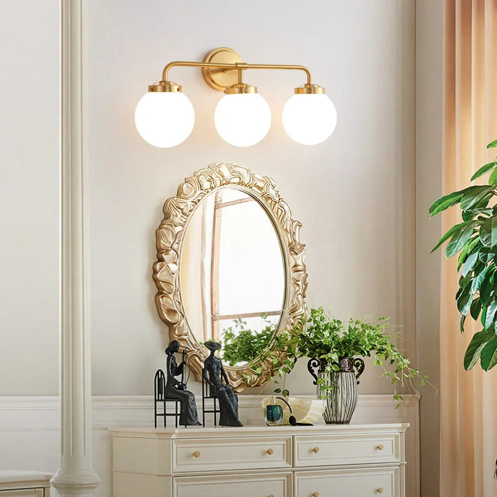 Modern Three-Bulb Frosted Glass Vanity Light