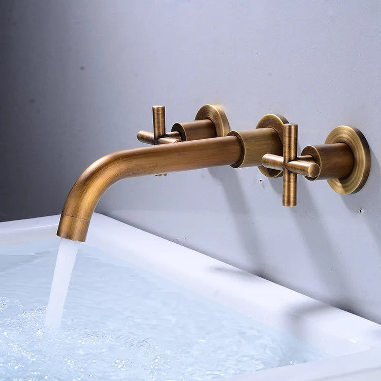 Two-Handle Vintage Style brass bathroom faucet