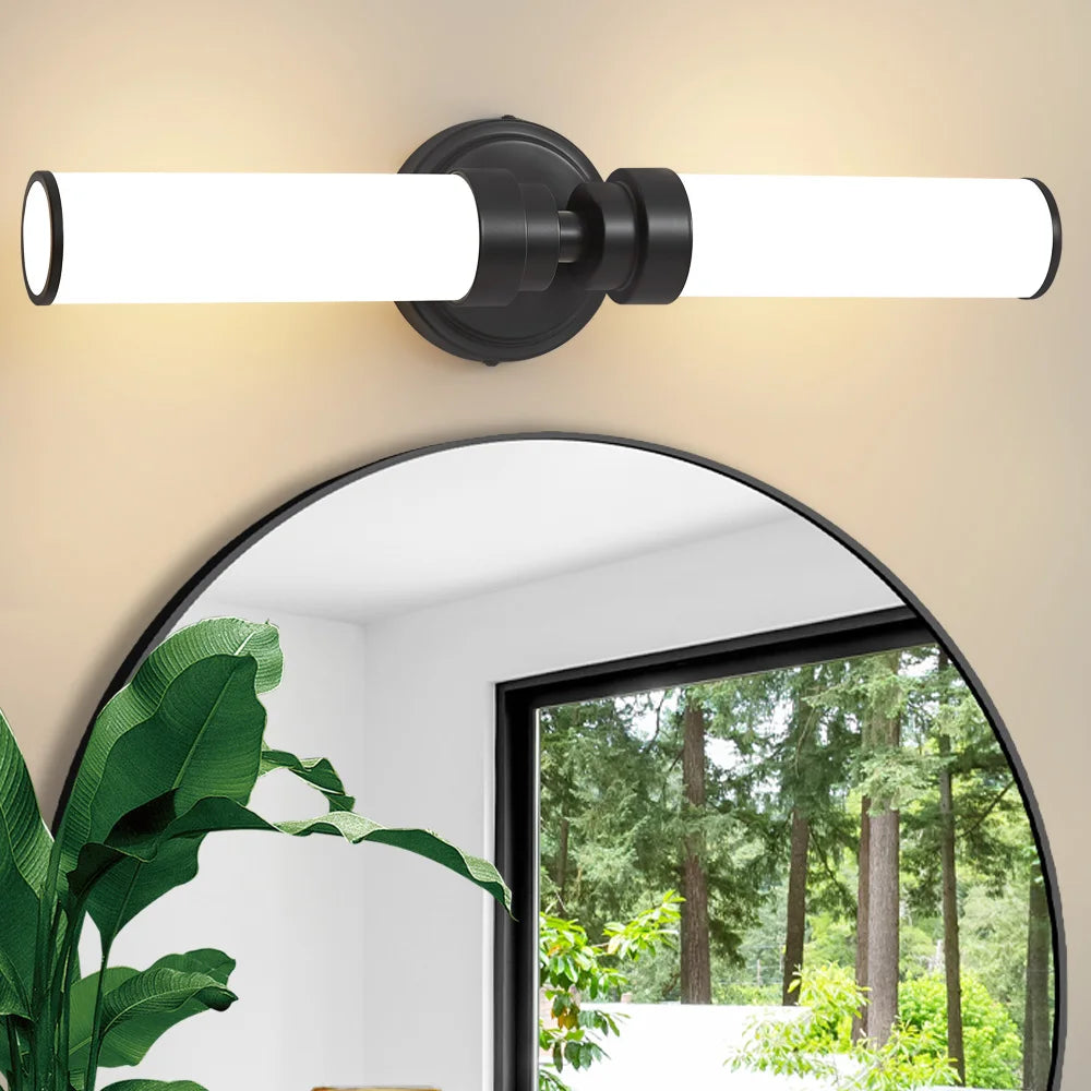 Wal Sconce with Black Finish and Frosted White Glass Shade