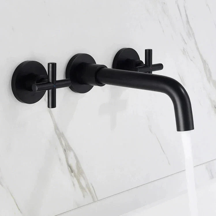 Matte Black two-handle wall mounted faucet