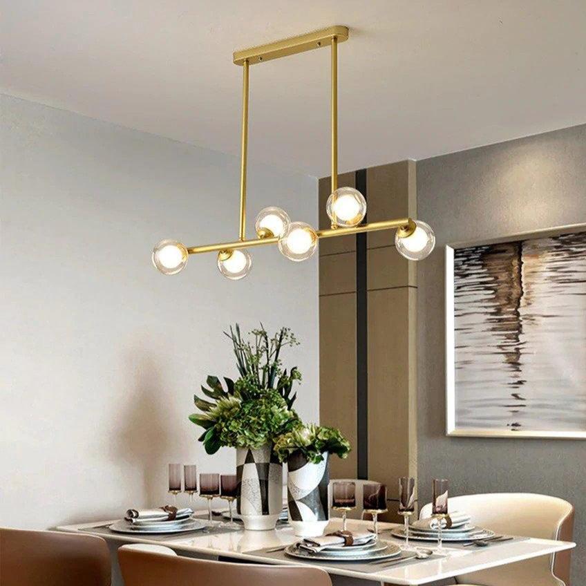 Six Bulb Gold Modern Horizontal Chandelier