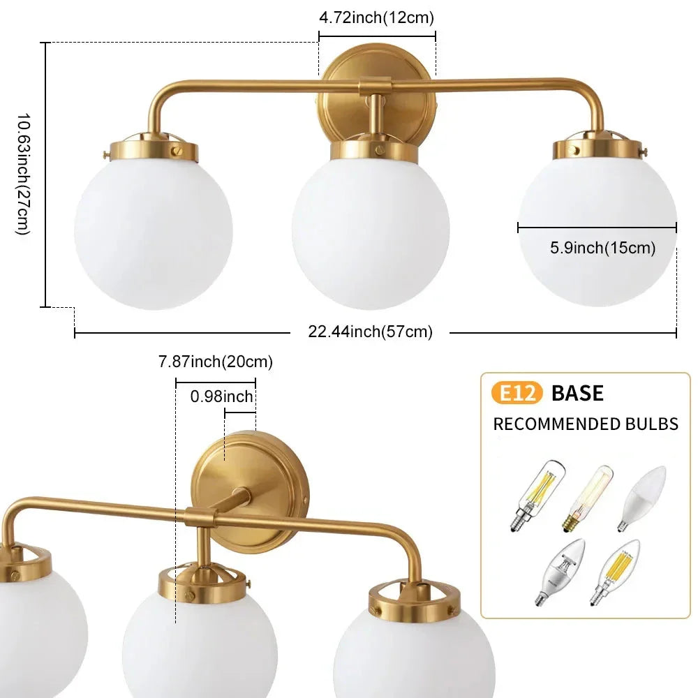 Three-Bulb Vanity Light Dimensions