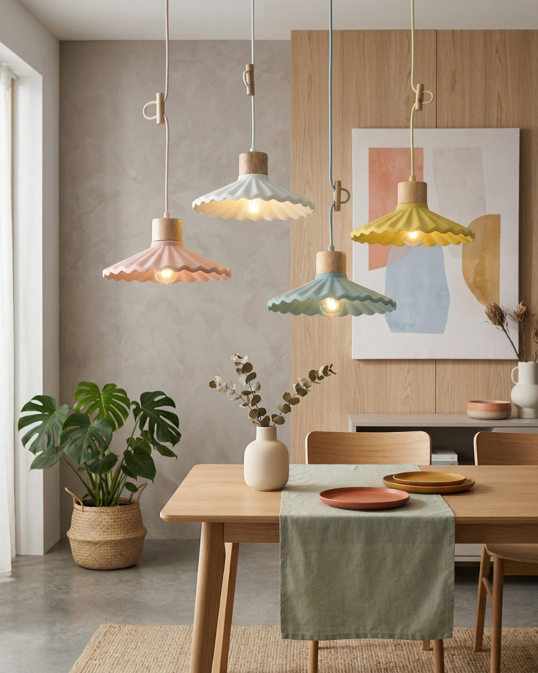 Colorful Nordic Fluted Shade Pendant Lights