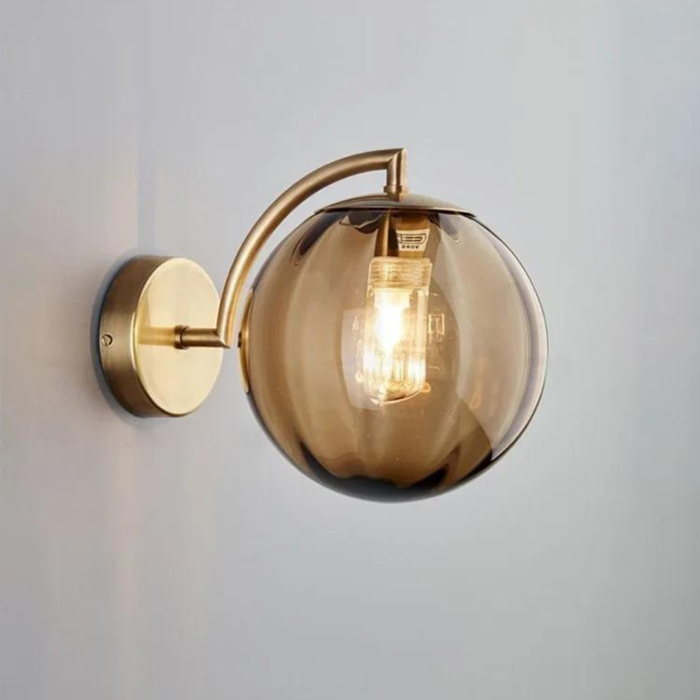 Glass Globe Wall Sconce Amber Glass Shade