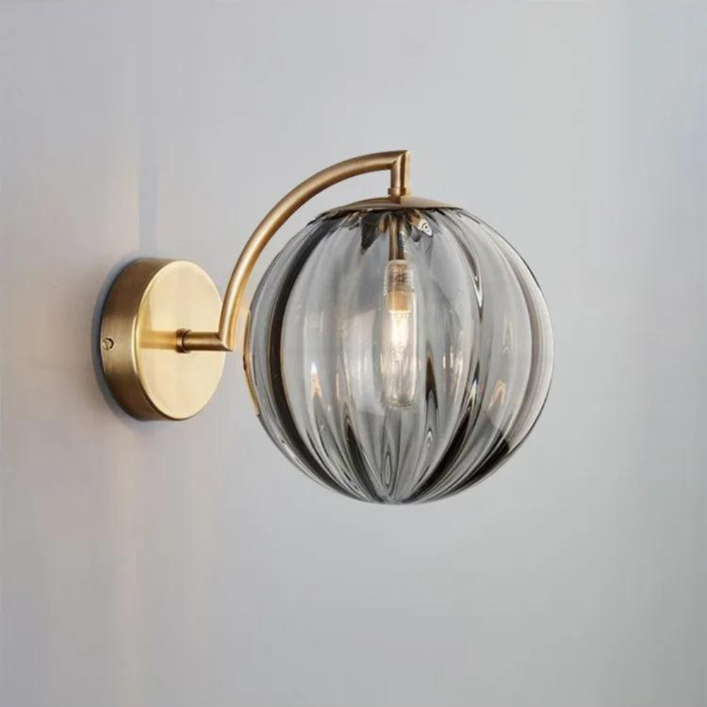 Glass Globe Wall Sconce Smoke Gray Glass Shade