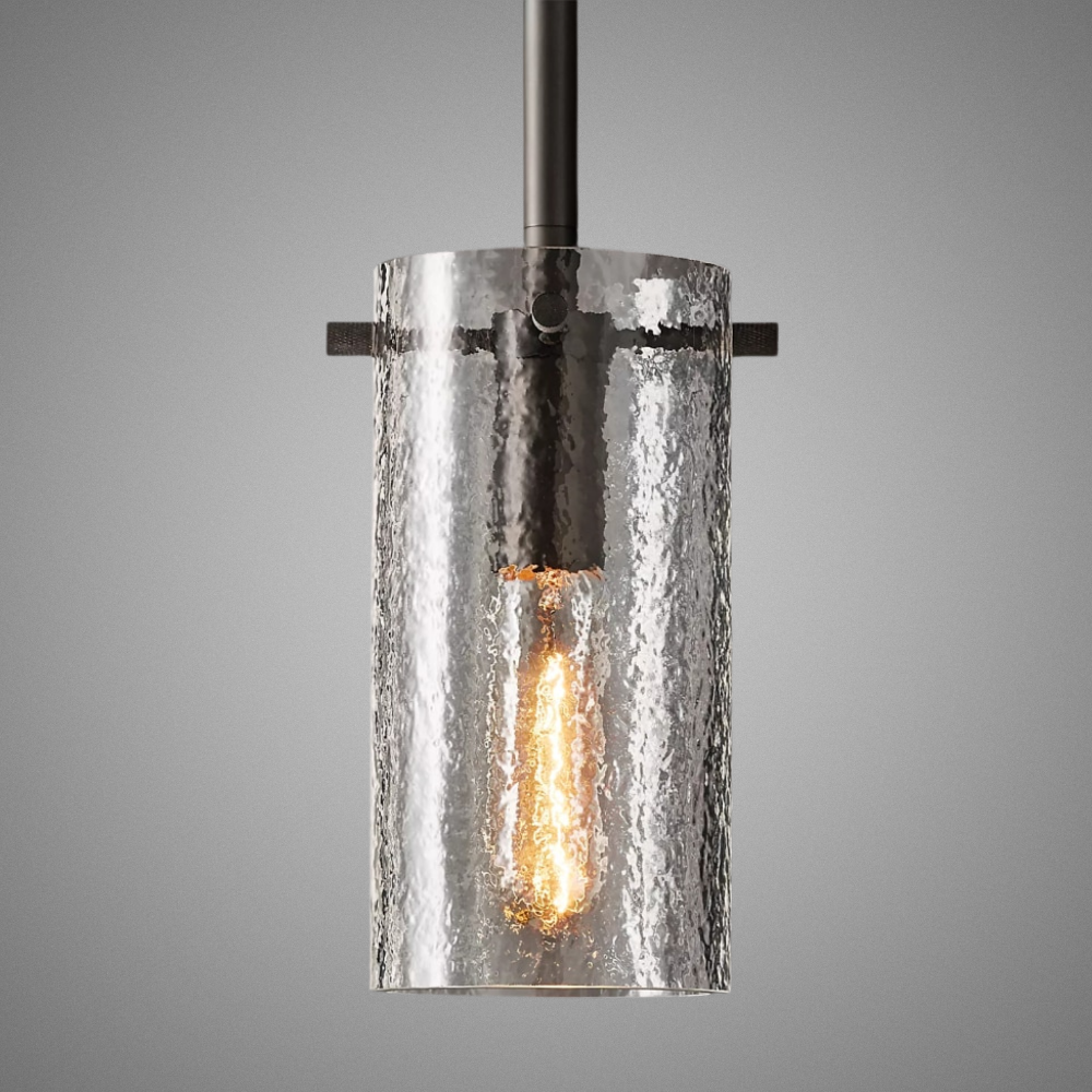 Halston - Cylindrical Textured Glass Pendant Lights