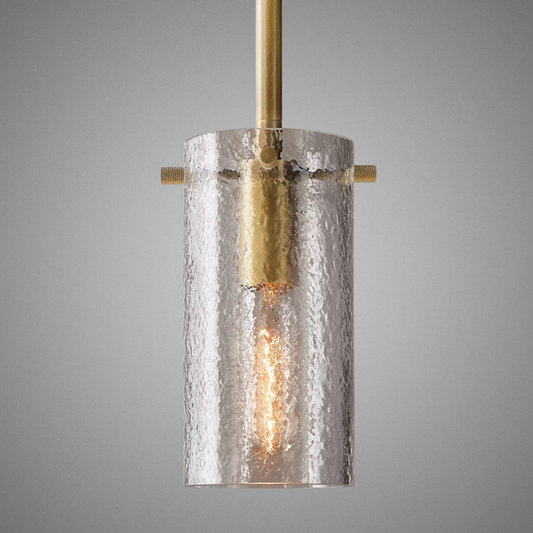 Halston - Cylindrical Textured Glass Pendant Lights