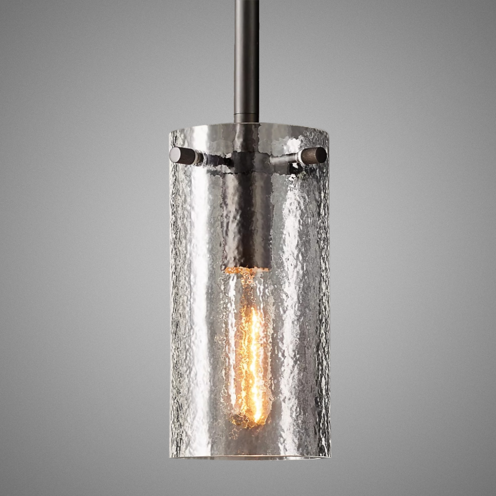 Halston - Cylindrical Textured Glass Pendant Lights