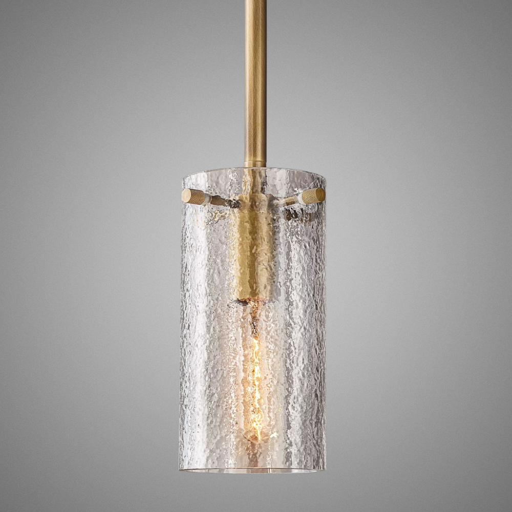 Halston - Cylindrical Textured Glass Pendant Lights