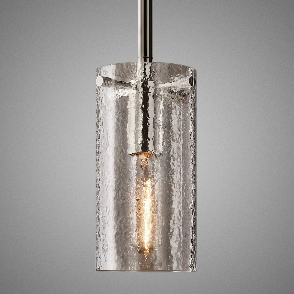 Halston - Cylindrical Textured Glass Pendant Lights