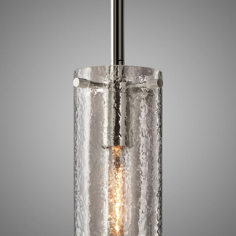 Halston - Cylindrical Textured Glass Pendant Lights