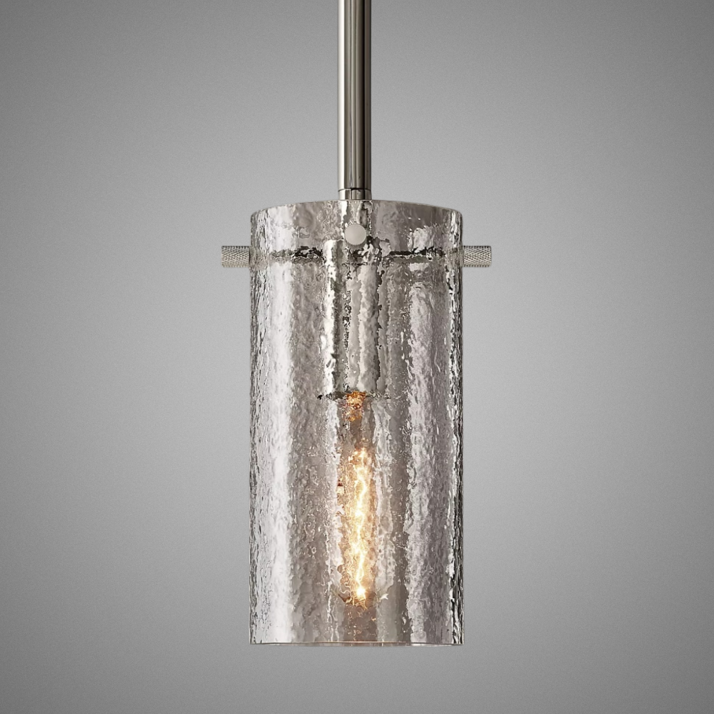 Halston - Cylindrical Textured Glass Pendant Lights