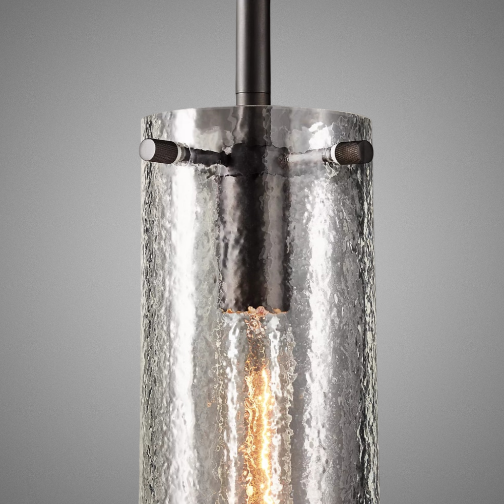 Halston - Cylindrical Textured Glass Pendant Lights