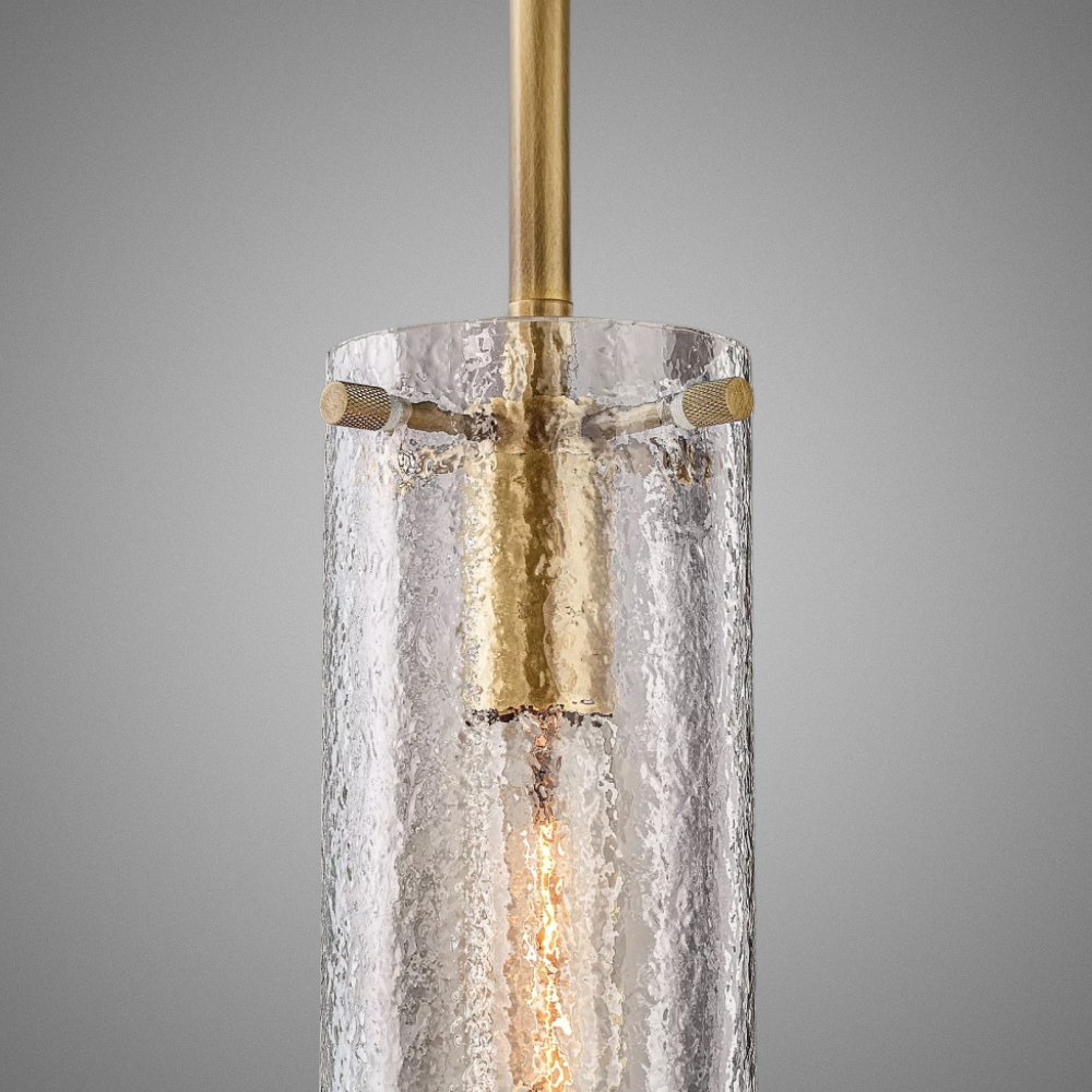 Halston - Cylindrical Textured Glass Pendant Lights