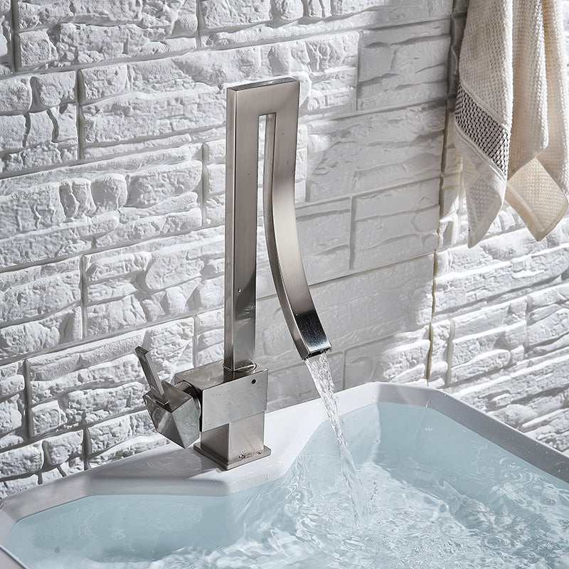 chrome unique bent curved bathroom basin faucet