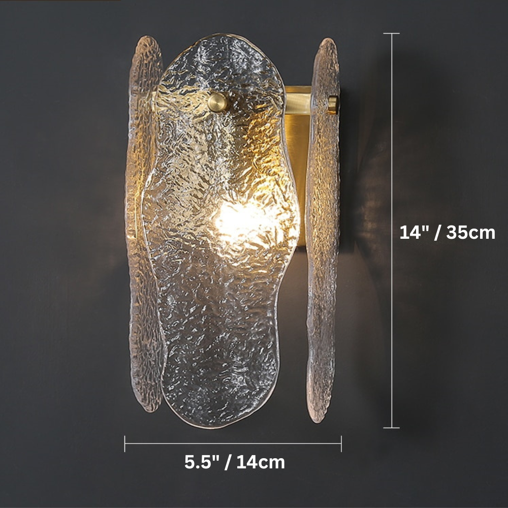 copper and glass modern wall sconce dimensions