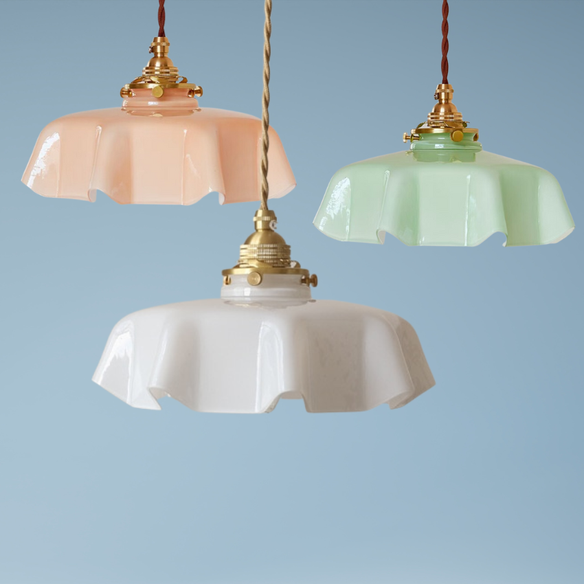 floral glass pastel color farmhouse pendant lights