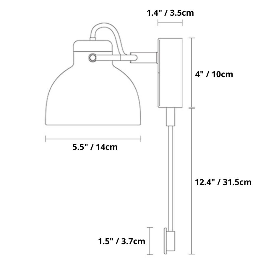 Jakub modern wall lamp dimensions